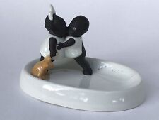 Sublime ancien VIDE POCHE ART DECO les ENFANTS NOIRS BISOU PELUCHE en porcelaine