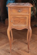 Chevet Ancien style Louis XV/dessus marbre/table de nuit ancienne/petit meuble 