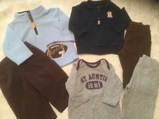 Baby Infant Boys 3mo Lot/6 pants Pullover Fleece Set Zip Jacket Carters EUC Aunt