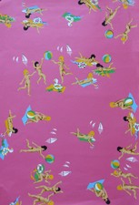 MAQUETTE POUR PAPIER PEINT A DECOR EROTIQUE GOUACHE SUR PAPIER VERS 1970-80 (1)