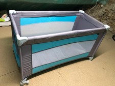 Lit bébé parapluie bleu et gris TEX BABY