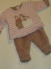 3 mois - CIN17  ~ Superbe ensemble 2 pièces en velours très chaud Bébé Fille