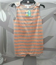 Kitchoun combishort sans manche orange fluo rayée gris garçon bébé 6 mois