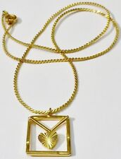 collier chaîne pendentif bijou vintage couleur or déco relief gravé coeur * 99