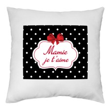 Coussin 40 x 40 cm - Housse + garnissage - Mamie Je t'aime - 3 couleurs 