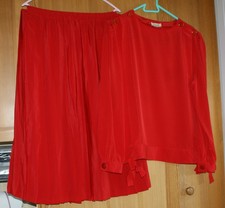 Ensemble TUNIQUE et JUPE Plissé permanent marque TOUPY PARIS Taille 42 - Rouge 