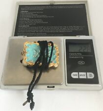 PENDENTIF CERAMIQUE VERNISSE/ DORURE/ PLAQUE CUIVRE/ LIEN TRESSE/ ANNEES 1970