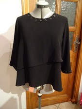 Blouse noire JUS D'ORANGE taille 2 manches 3/4