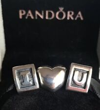GENUINE PANDORA LETTERS I U & HEART CHARMS PANDORA 3 SET RETIRED PANDORA CHARMS