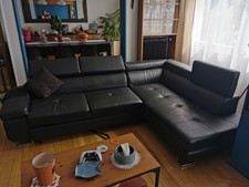 Canapé d'Angle - Simili cuir Noir