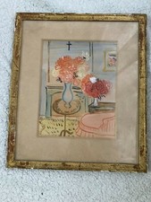GERARD VAN DER KEMP NATURE MORTE VASE FLEURS AQUARELLE GOUACHE