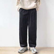 Hommes Velours Pantalon Taille Élastique Droit Jambe Baggy Poche Casual Long