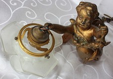 ANGE,CHÉRUBIN ,LUSTRE ANCIEN ANTIQUE ,SUSPENSION EN BRONZE DORÉ XIXè