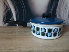 CASSEROLE tôle émaillée vintage bleue accessoire repas CUISINE CUISSON