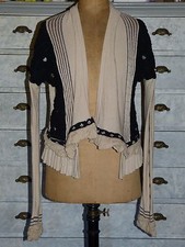 VESTE GILET CARDIGAN PULL GARELLA BEIGE ET NOIR T F 38 40 I 42 44 EN TBE