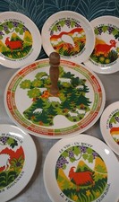 Service a fromage Vintage Lunévile (vins et fromages) / 1 plateau + 6 assiettes 