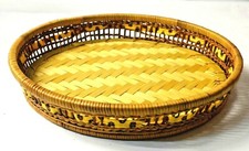 ANCIEN PANIER A FRUIT PAIN CORBEILLE OSIER PAILLE  PLAT ASSIETTE 