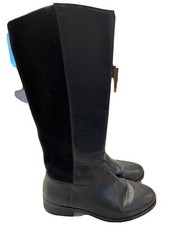 ZARA GIRLS Suede Leather Boots SZ 36 TALL black Great Condition Sz 5-5.5 Riding