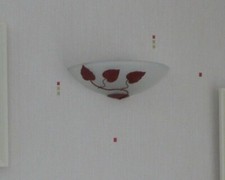 Paire appliques murales "Vasque" Blanche moucheté et métal rouge Très bon Etat