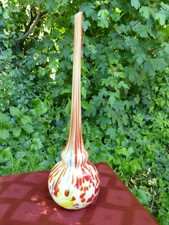 Vase Soliflore Vintage verre Opaline Mouchetée Verrerie Clichy  design 70's