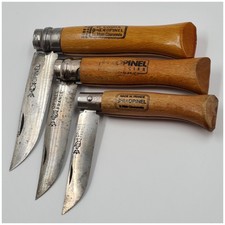 Couteaux de Poche anciens lot de 3 OPINEL N°5,6,7- carbone FRANCE Pocket knife