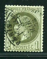 FRANCE  STAMP TIMBRE N° 25 " NAPOLEON III 1c BRONZE " OBLITERE TB.