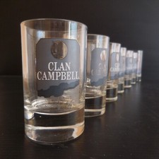 7 verres à scotch whisky CLAN CAMPBELL alcool design XXe original vintage N3911