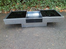 vintage , table basse bar Willy Rizzo  , design 70 métal inox et verre fumé noir