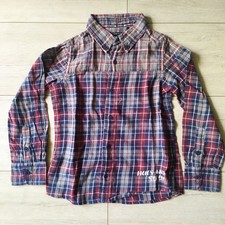 IKKS Chemise Carreaux Enfant 6 Ans 114 Rouge Bleu 100% Coton