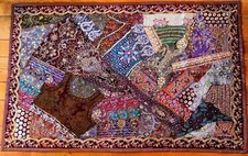 Tenture Murale Patchwork Indienne GRANDE TAILLE XXL Inde Rajasthan Unique ! 