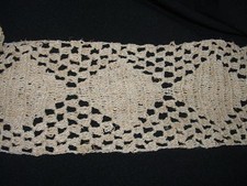 Rare ancienne dentelle d'étagère, d'armoire au crochet - linge ancien