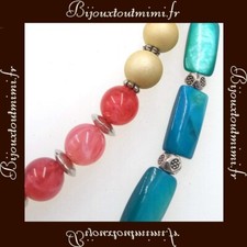 ❤ Collier Ikita  2 Rangs Perles & Bois ❤  ✿BijouxToutMimi.fr✿