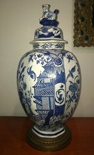 Grand vase balustre fin XIXème  décor japonisant  faïence Desvres