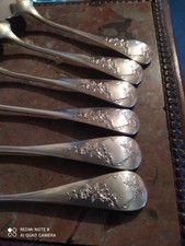 6 Cuillères de Table Décor Floral Orfèvrerie Armand Frenais 1877-1927 