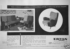 PUBLICITÉ 1957 ERTON ENSEMBLE NOTY SALONS FAUTEUILS CANAPÉS-LITS