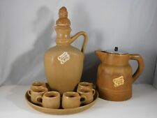 SERVICE A LIQUEUR PLATEAU CARAFE 6 TASSES + 1 PICHET EN VIEUX GRES RHODA 