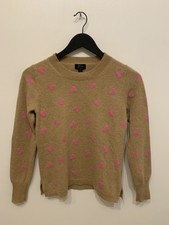 Magnifique pull j.crew camel beige cerises roses 100%cashmere taille S