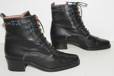 JEAN CLAUDE MONDERER Bottines à Lacets Cuir Motifs Cousus T 36 TTBE