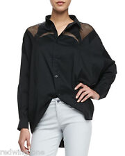 HOT!SEXY! Robert Rodriguez Net-Inset Black Oversized Poplin Shirt/ Blouse,Size 4