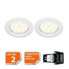 LOT DE 2 SPOT ENCASTRABLE FIXE LED RONDE BLANC GU10 230V ECLAIRE COMME 50W