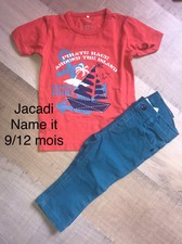 Name It Jacadi  9 / 12 MOIS GARCON : T Shirt Rouge + Pantalon Coton Été TBE