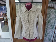 veste , gilet , femme , T -M  ,  LAFEI - NIER , coton , écru  , tissu et  maille