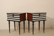 Paire de table de chevet relookée porte battantes année 60 Réf Camille.