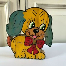 ? Ancien Chien Puzzle En Bois 4 Pièces Vintage