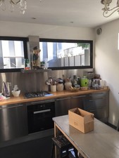 cuisine ikea meubles bas, façades inox, linéaire de 3m60  