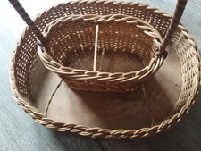  Ancien Panier de Rangement  Osier Vintage compartiment couture laine ou autre 