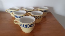Lot de 6 Tasses Anciennes Jaunes Pub VIANDOX TBE