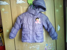 Manteau doudoune à capuche violet clair, Dora 3 à 4 ans
