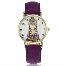 jolie Montre métal doré chat divers coloris de bracelet