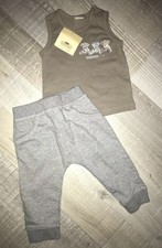 3 Pommes Kiabi 6 MOIS GARCON : ENSEMBLE T SHIRT Ourson + Jegging Gris  TBE